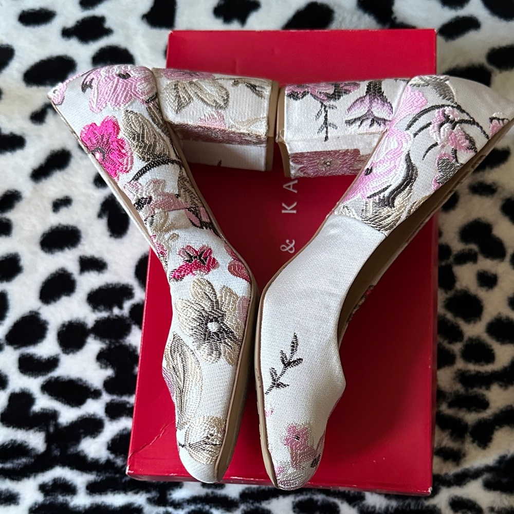 Kelly & Katie Eldorina Satin Floral Embroidered Women's Pumps 8 - Picture 4 of 10